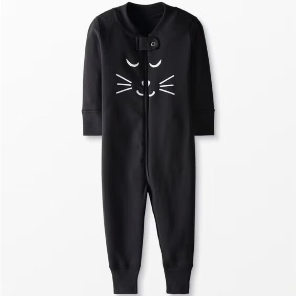 Hanna Anderson 3-6 Mnths Black Cat Face Kids One Piece